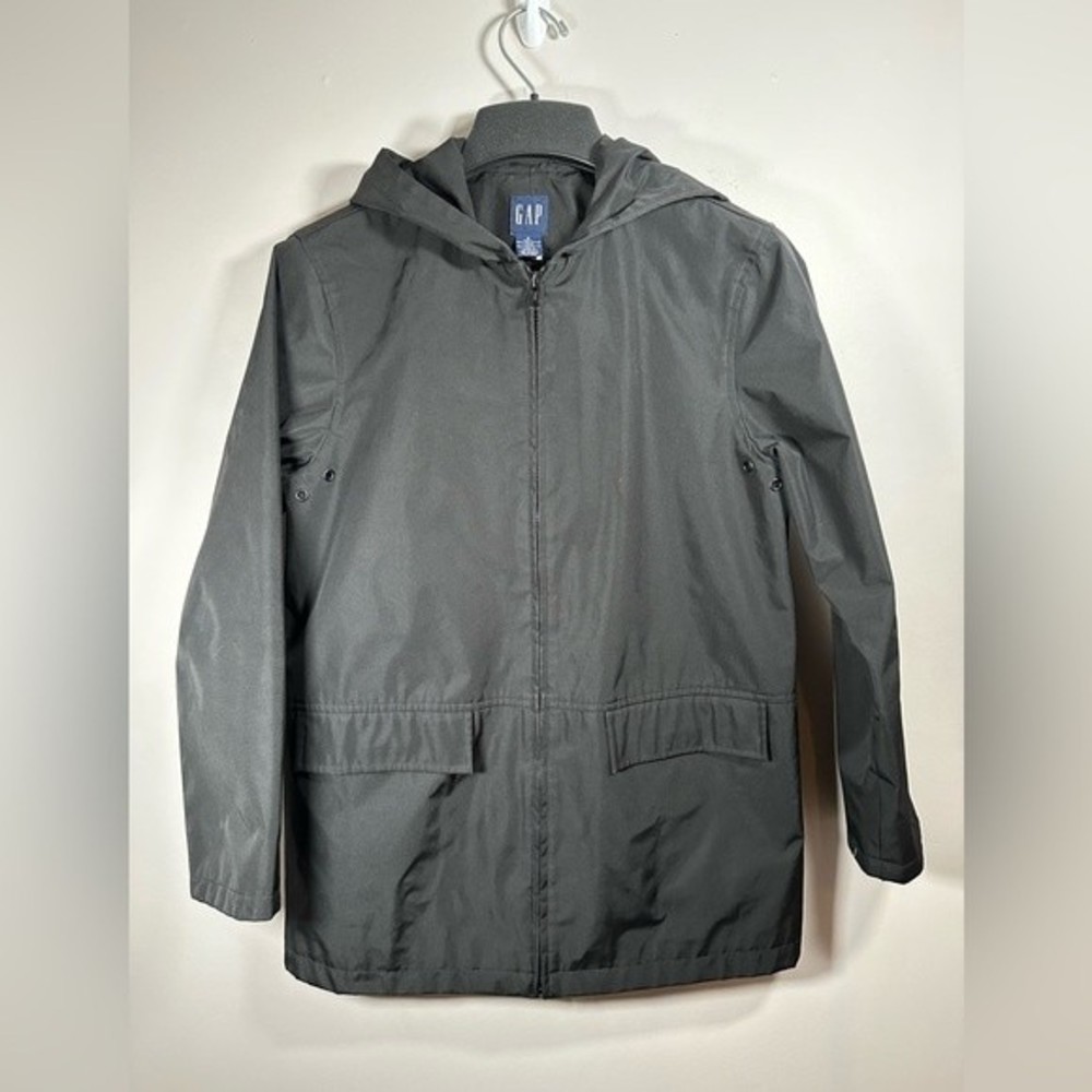 Gap Jacket Light Rain Spring Hooded Black Coat Size Small
